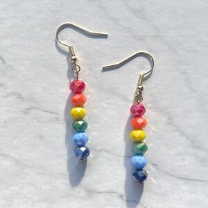 Rainbow Drop Bar Rondelle Bead Earrings